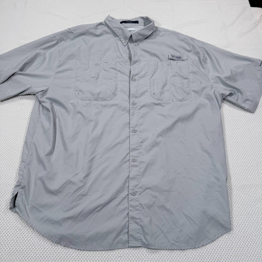 Columbia PFG Tamiami II Shirt Mens XXL Gray Short Sleeve Fishing Button Up Vent